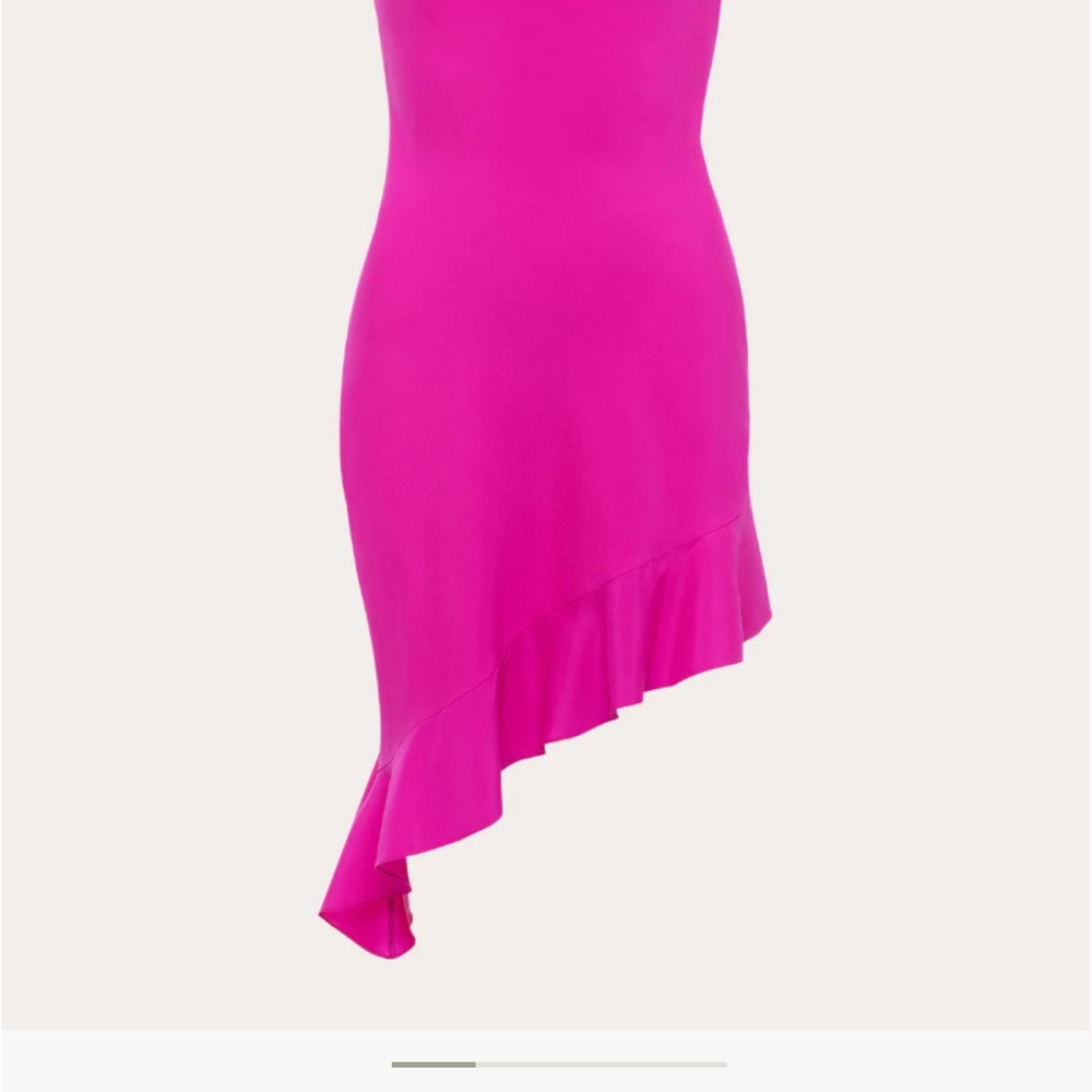 Pink Asymmetrical Ruffled Sheath Dress - Picture 2 of 3